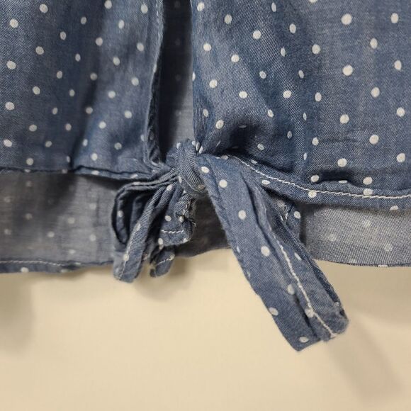 Confess Blue and White Polka Dot Button Up Shirt - Picture 14 of 15